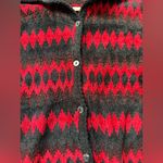 Amanda Smith VTG  Christmas Patterned Cardigan Sweater Funky Retro Red Black M L Photo 5