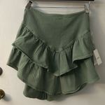 MOTHER Denim The Ruffle Mini Skirt 30 NEW Loden Green Balletcore Boho Preppy Photo 0