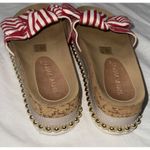 Suzana Santos Slide Sandals Womens Size 6 Red White Stripe Chunky Gold Beads Photo 5