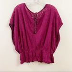 Free People  Crinkle Burgundy Jersey Top Photo 4