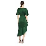 Theia Gwen Asymmetrical Ruffle Dress in Thorn Green Size 8 Photo 1