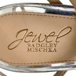 Jewel Badgley Mischka Silver Glitter Ankle Strap Block Heel Sandals 7.5 Dressy Photo 6
