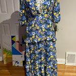 MELLODAY Floral Flowy Ruffle Layer Bright Short Sleeve V Neck Brunch Wedding Guest Photo 0