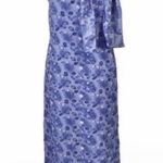 90’s Y2K Floral Flower Blue Purple Maxi Dress Scarf Vintage Photo 0