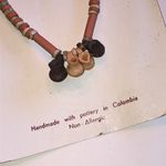 MAKU Handmade Orange Pottery Beaded Boho Necklace and Earring Set Photo 3