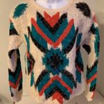 Oona & Maud fuzzy hair tribal print sweater S Photo 0
