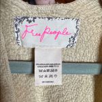 Free People NWOT  Cream Black Fringe Knit Sweater Poncho Shawl Border Print OSFA Photo 4