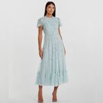 Mac Duggal 9212 Womens Embellished High Neck Cap Sleeve A Line Dress Photo 2