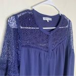 Heartloom Navy Blue Long Sleeve Blouse Cutout Pattern Size Medium Photo 2