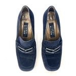 Stuart Weitzman Vintage Navy Blue Suede Loafer Chunky Block Heel Y2K Womens Sz 6 Photo 10