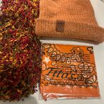 Beautiful bundle of ladies cozy accessories in autumn earth tones scarves hat Orange Photo 2