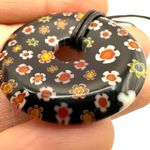 millefiori pendant necklace on black cord Photo 4