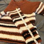 Anthropologie Elsamanda Women’s Sz: S Wool Blend Sweater Striped Cozy Fuzzy. Brown Photo 4