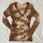 Sweet Pea Collection Early 2000's Brown Tan Grunge Tattoo Mesh Long Sleeve L Size L Photo 6