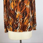 Julie Brown  Tie Neck Tiger Print Button Front Blouse Photo 3