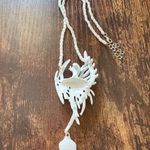 Gothic Siren Necklace Fantasy Angel Pendant Pearl Chain Art Jewelry Poleward Silver Photo 4