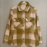 BLANK NYC Flannel Shacket small green/pink/cream Photo 2