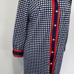 Vintage 60s 70s Cay Artley Shirt Dress Polka Dot Navy Blue Nautical Retro Size L Photo 1