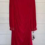 Adrianna Papell women’s 18W Red Hot Ruby Rhinestone Long Sleeve Dress New Photo 0