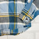 prAna  Womens Button Down Plaid Flannel Shirt Long Sleeve Blue Yellow‎ Large Photo 12