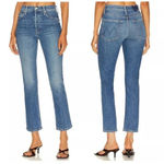 Mother Superior Jeans The Tomcat Kneeling on Stones High Rise Straight Crop 24 Blue Photo 1