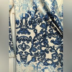 BCBGMAXAZRIA Y2K Adele Blue White Watercolor Paintbrush Wrap Dress Size Small S Photo 6