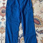 Butter Soft  Royal Blue Straight Leg Cargo Scrub Pants Mid Rise Large Petite Photo 0