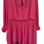 NWT, White House Black Market Tie Neck Blouson Dress in Red Plum, Sz XL Photo 7