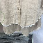 XCVI 100% Linen Tan Long Sleeve Button Front Rustic Raw Hem Top S Photo 4