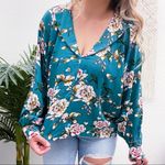 Vacate the Label Floral Dolman Collared Top Green Photo 12
