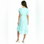 The Limited  | Aqua Blue High Low Ruffle Hem Short Sleeve Midi Dress Size 0X Photo 3