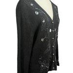Work In Progress Black Cardigan Sequins Shimmer Holiday Vintage Inspired Large Photo 1