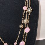 Vintage Avon 1980 Pink Beaded Gold Tone 3 Strand Chain Necklace 18” Photo 1