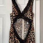 Pretty Little Thing Sexy Leopard Print Satin Lace CutOut Maxi Dress Lingerie NWT Photo 1