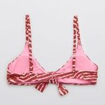Aerie Tie Front Scoop Bikini Top Size XL Best Buds Pink Red NWT Photo 1