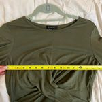 NWOT Sexy Dark Green Front Knot Crop Top Long Sleeve Size Medium Photo 3