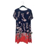 Floral leaf print blue and orange t Photo 2