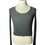 Brandy Melville Gray Ribbed Knit Long Sleeve Crop Top Basic Photo 0
