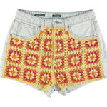 Wild Fable Highest Rise Cutoff Jean Shorts Yellow Orange Crochet Size 8 Photo 0