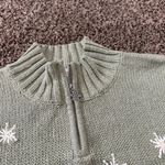 Mandal Bay Snowman Sweater XXL Christmas Green 1/4 Zip Ribbed Cuff Embellished Size 2X Photo 2