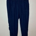 J.Jill  Pure Jill Linen Drawstring Crop Pants Navy Blue Medium Petite Photo 0