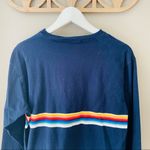 Brandy Melville  Striped Long Sleeve Crop Top Blue Sz OS Photo 6