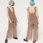 Urban Outfitters UO Inge Floral Tiered Chiffon Ruffle Overall Jumpsuit Size L Photo 1