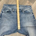 Soho  Pearl Embellished Pockets Stone Washed High Waist Crop Jeans Blue 10 Photo 9