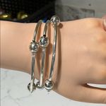 Silver Bracelets with Silver Beads and Elastic Bands Photo 6