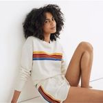 Madewell Cream Cropped Sweatshirt with Retro Stripes - Size - Small Photo 0