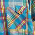 Vintage Glen Harbor Small Plaid Button Up Pastel Vacation Golf Islan Cruise Blue Photo 2