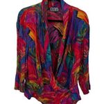 MA Studio Wrap Top Womens L/XL Multicolor Abstract Print Vintage 90s Art to Wear Red Size L Photo 0