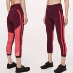 Lululemon  Zip The Line Crop 23" Leggings High Rise Reflective Deep Ruby‎ Coral 4 Photo 6