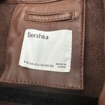 Bershka  Faux Leather Burgundy Shirt Photo 2